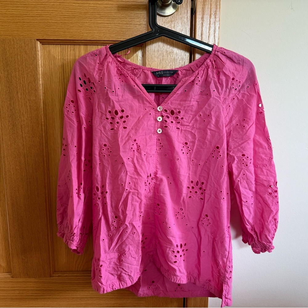 Marks & Spencer Pink Eyelet Women's Top